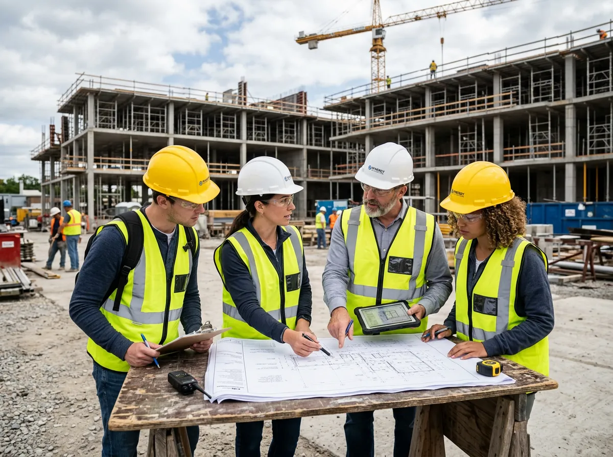 Команда СтройМастер на строительной площадке